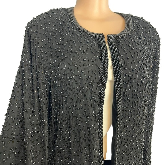 COTE D' AZUR Vintage Evening Black Vintage Gorgeous Beaded Silk Jacket - Picture 5 of 10